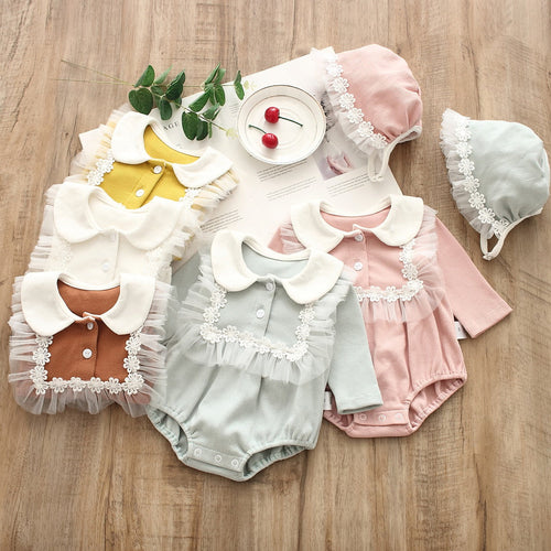 Royal ribbed baby girls romper with matching bucket hat - stylish and comfortable outfit for sunny days, available at Ju Ju Jam.