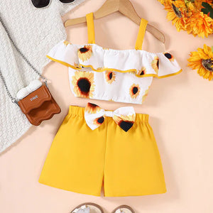 Ju Ju Jam Sun-Kissed Girls Top And Short Set – Bright and cheerful two-piece outfit featuring a sunny top and matching shorts, perfect for summer.