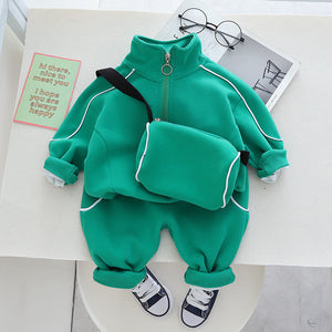 Boys' sweat suit and matching bag set from Ju Ju Jam, perfect for casual wear with a coordinated look.