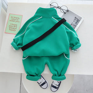 Ju Ju Jam boys' sweat suit set with matching bag, ideal for a trendy and comfortable outfit.