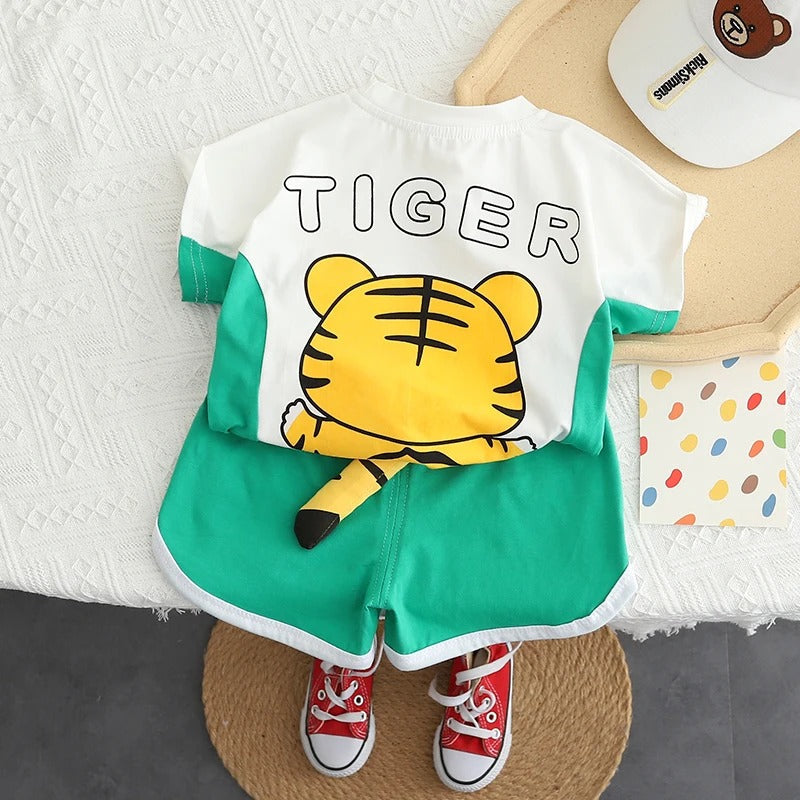 Fun Tiger 3D Tailed T-shirt and shorts set for boys by Ju Ju Jam