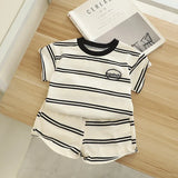 Ju Ju Jam Timeless Tots boys' striped set, featuring a classic striped shirt and matching pants for an elegant look.