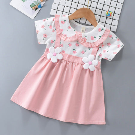 Tiny Blossom Girls Dress - Adorable baby girl dress featuring delicate blossom patterns, perfect for adding a touch of charm to any occasion, available at Ju Ju Jam.