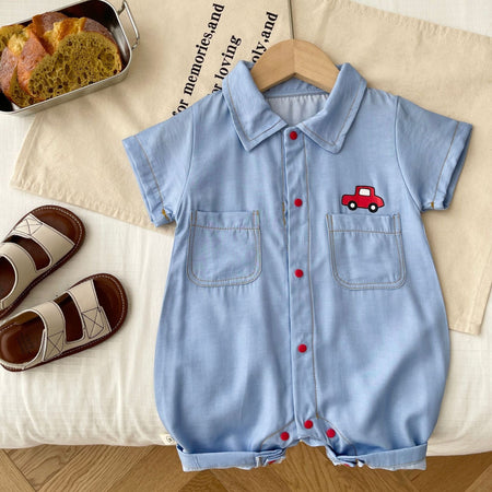 Charming Travel-Inspired Baby Romper by Ju Ju Jam