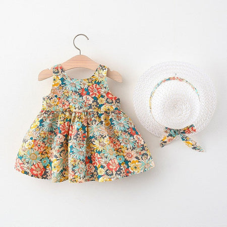 Ju Ju Jam girls' yellow contrast dress with bow and hat, highlighting vibrant colors and design