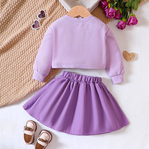 Adorable Purple Pleated Skirt and Sweatshirt Set by Ju Ju Jam for little ones