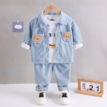 Smiley Corduroy Three Piece Boys Set by Ju Ju Jam