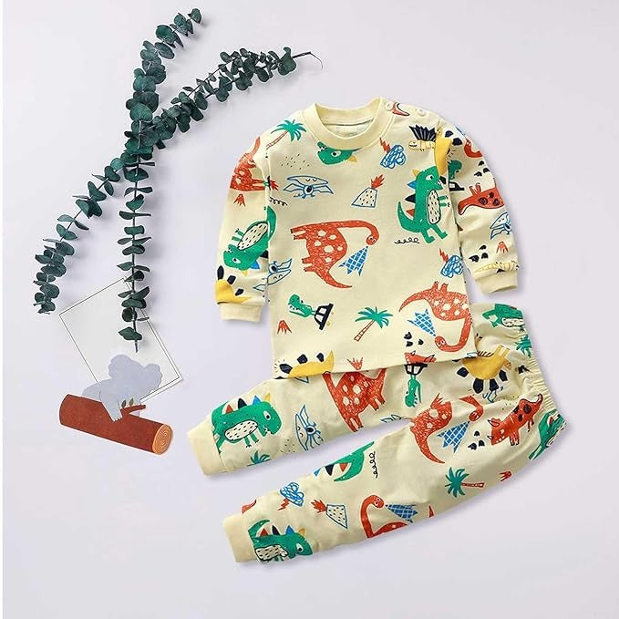 Ju Ju Jam's Colourful Dino Explorer Loungewear Set for boys, designed with fun dino patterns and a cozy fit for all-day wear.