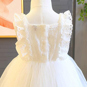 Ju Ju Jam White Frill Girls Princess Dress, crafted with soft fabric and intricate frill details for a royal feel.