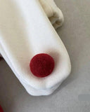 Santa-inspired romper with matching cap for baby girls and boys, holiday collection by Ju Ju Jam.