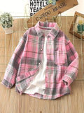 Trendy Pink Plaid Jacket Boys Shirt and T-shirt Set, combining a chic plaid jacket with a casual T-shirt, ideal for stylish kids, now at Ju Ju Jam.