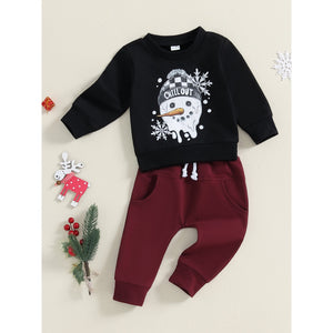 Ju Ju Jam Snowman Baby Boys Sweatshirt and Bottom Set, crafted for warmth with a playful snowman print.