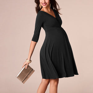 Maternity Deep Neck Dress - Fashion Wear