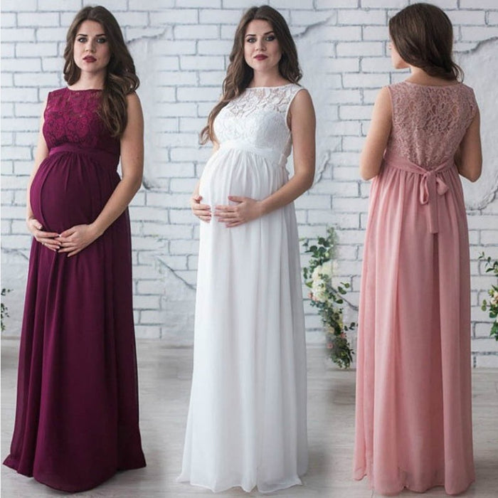 Sleeveless Gown - Lace Maternity Photoshoot Dress