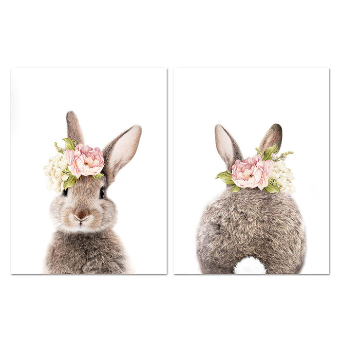 Baby Bunny Front and Back Nursery Wall Prints - Set of 2