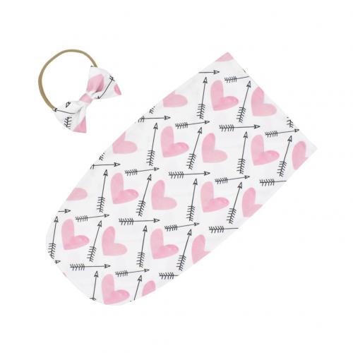 Cocoon Styled Baby Swaddle Sack with Matching Head Band
