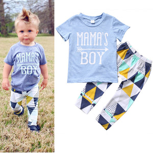 "Mama's Boy" - Short Sleeved Tshirt and Geometric Pants