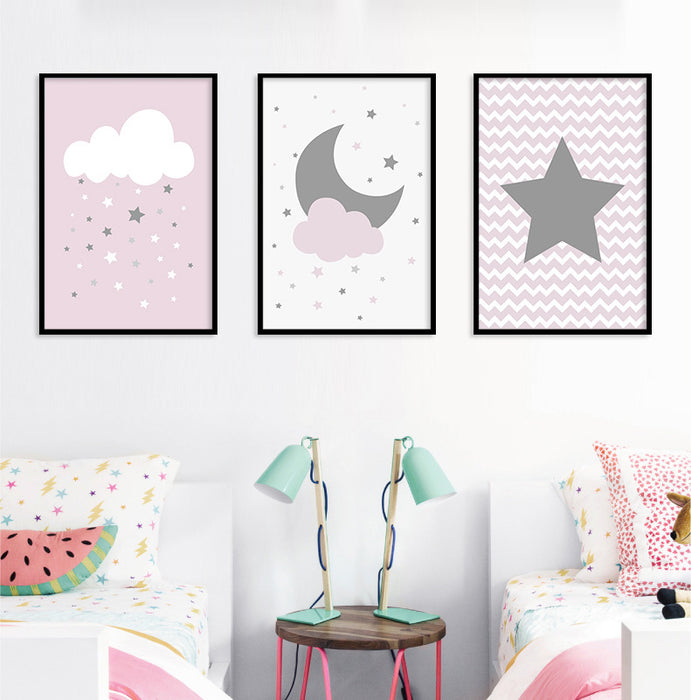 Celestial Wall Prints - Star Moon Cloud Set