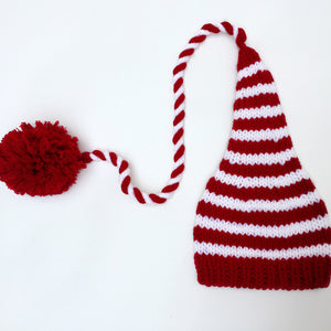 Newborn Hand-Knitted Long Tail Hat (Christmas Baby)