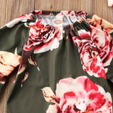 Flare Sleeve Floral Romper with Band Set