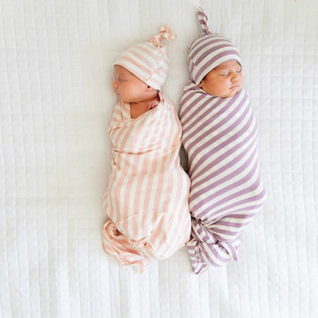 Striped Soft Swaddle Set with Cap