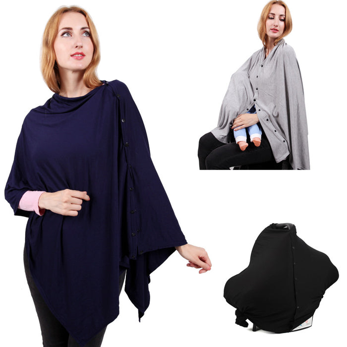 Nursing Poncho Styled Scarf with Buttons - 360 Degrees Protection