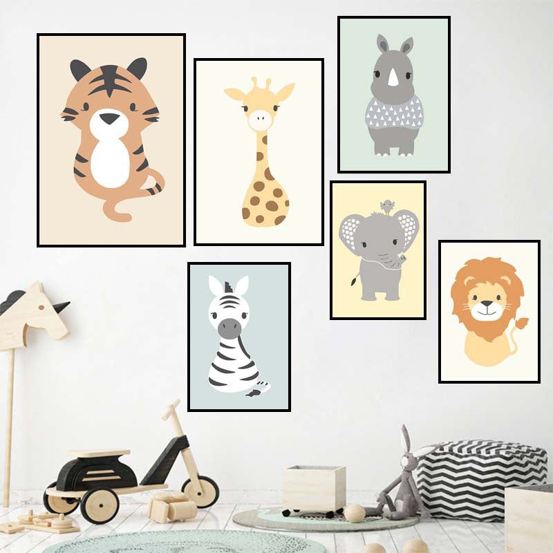 Cartoon Animal Prints - Lively Wall Decor