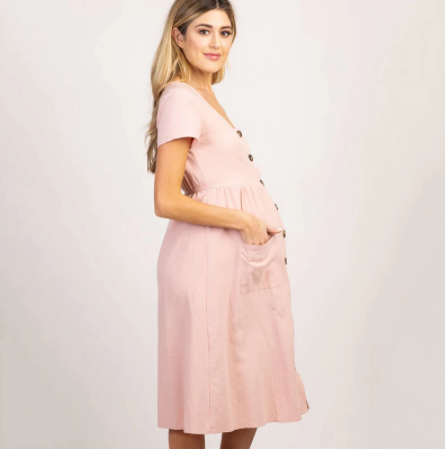 New Mom's Loose Button Dress