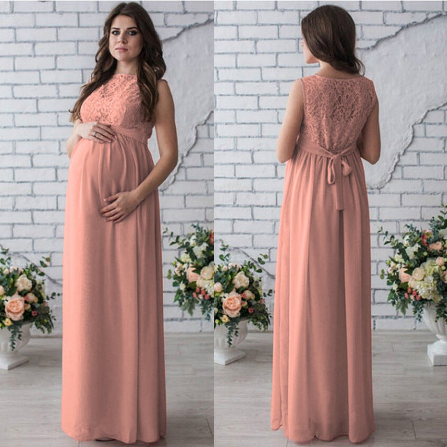 Sleeveless Gown - Lace Maternity Photoshoot Dress