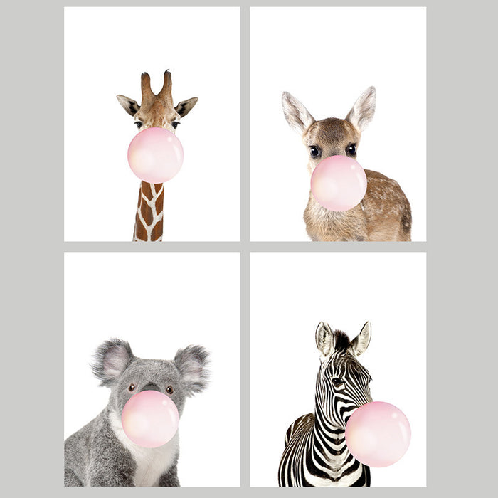 Bubble Blowing Animals - Adorable Wall Print