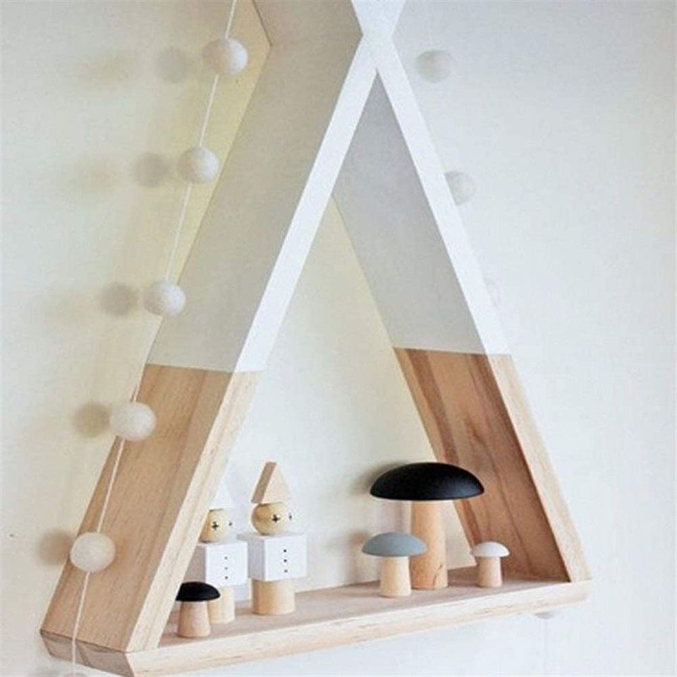 Nordic Wooden Triangle Shelf - Wall Mounted