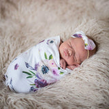 Cocoon Styled Baby Swaddle Sack with Matching Head Band