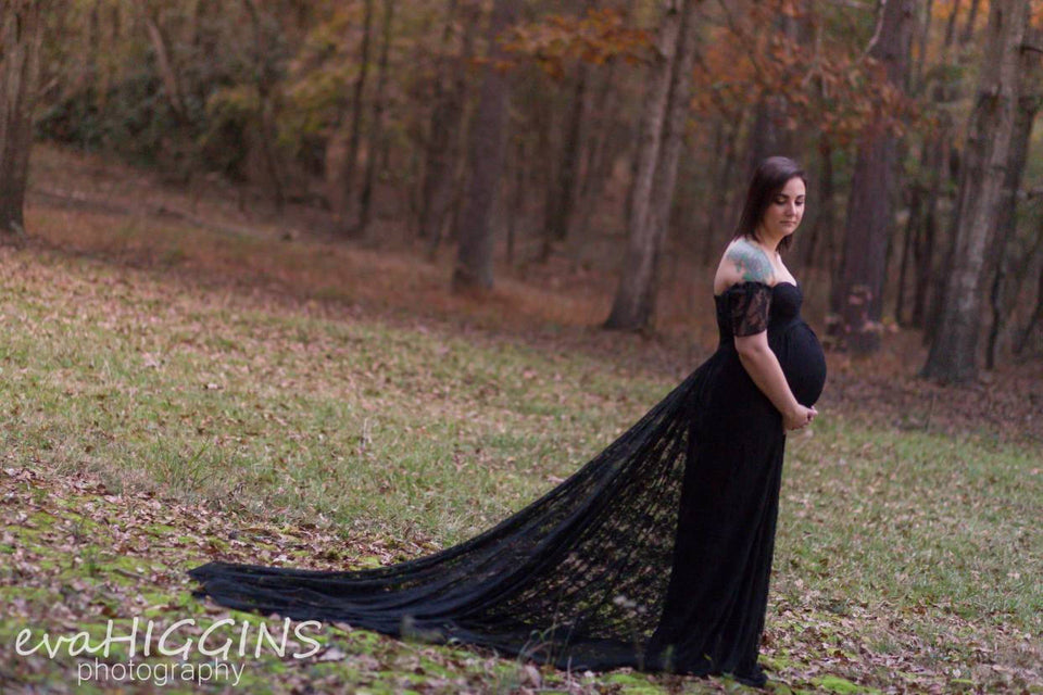 Pregnancy Lace Long Dress - Elegant Photoshoot Wear