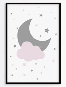 Celestial Wall Prints - Star Moon Cloud Set