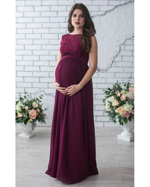 Sleeveless Gown - Lace Maternity Photoshoot Dress