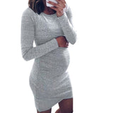 Long Sleeves Maternity Dress (Plus size)