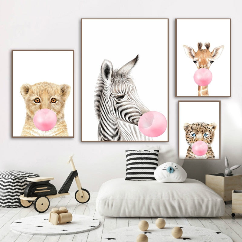 Bubble Blowing Animals - Adorable Wall Print