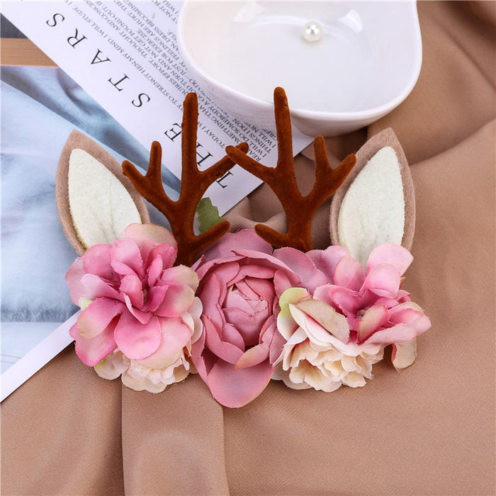 Beautiful Christmas Antler Ear Nylon Headbands