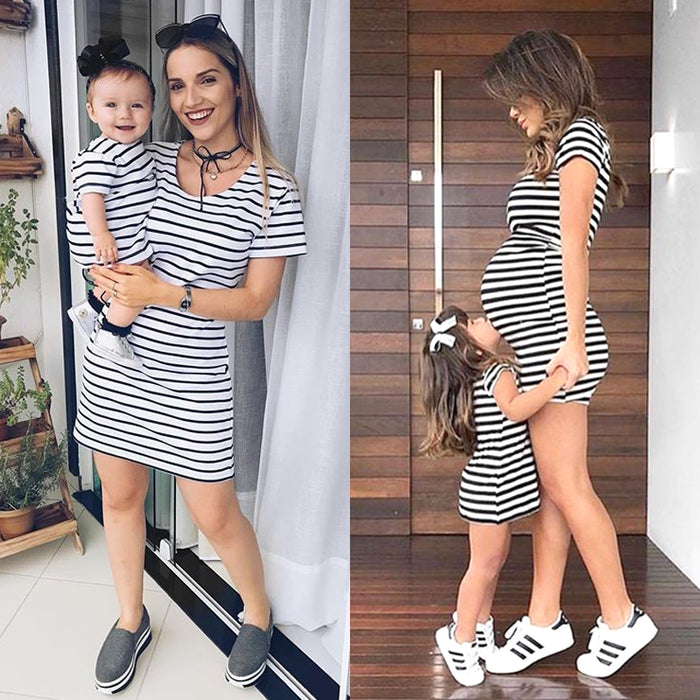 Zebra Striped Short Matching Dresses