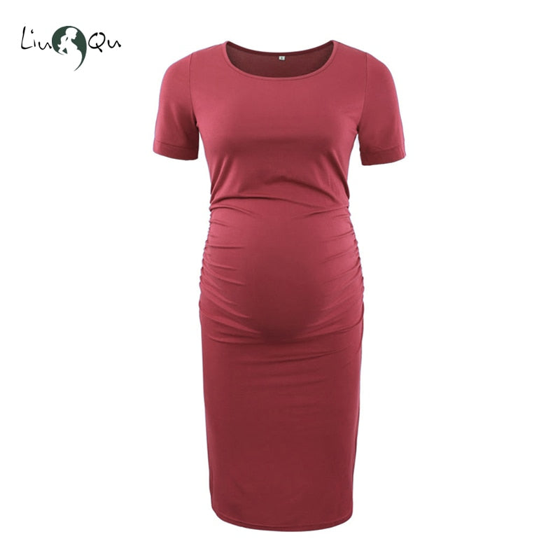 Side Ruched Bodycon Maternity Dress