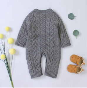 Warm Knitted Solid Color Rompers