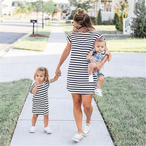 Zebra Striped Short Matching Dresses