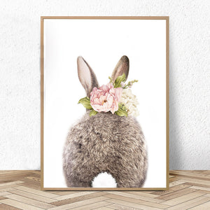 Baby Bunny Front and Back Nursery Wall Prints - Set of 2