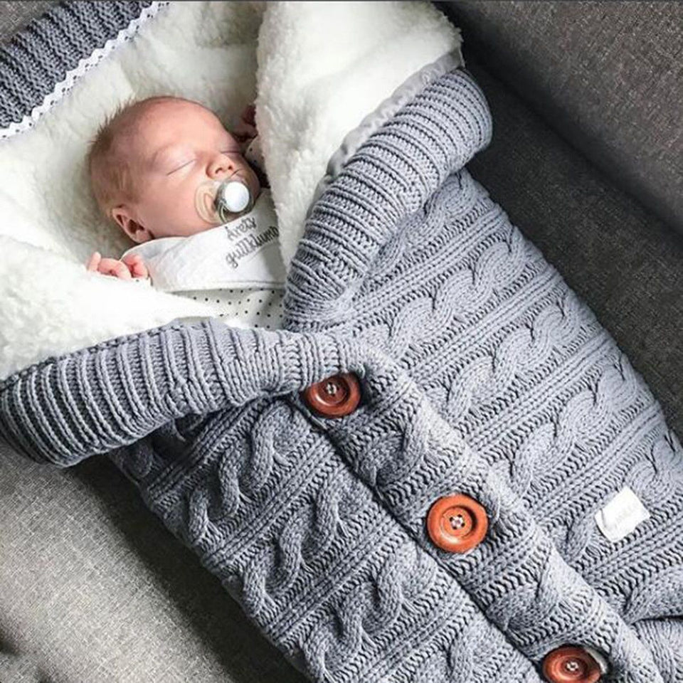 Baby Swaddle Blanket - Knitted Wool Baby Wrap