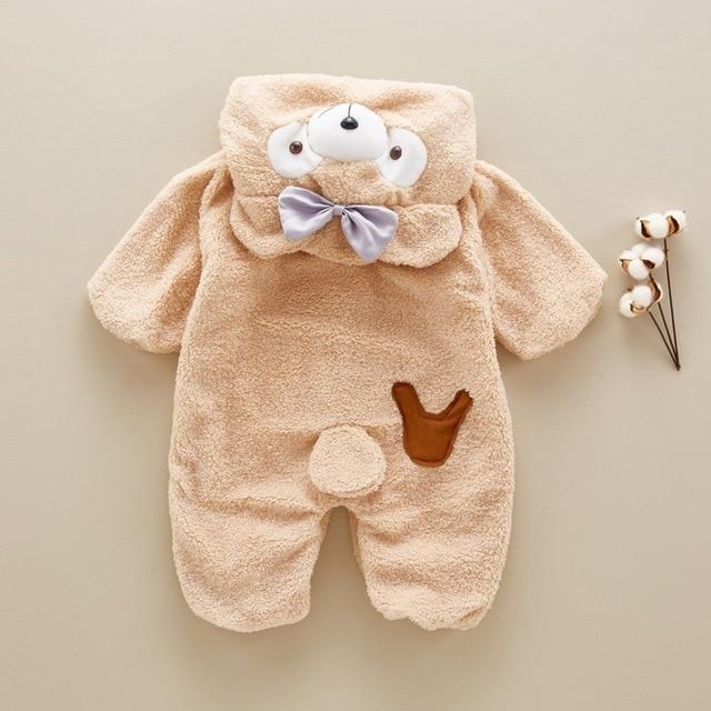 Baby teddy fleece-lined zip romper